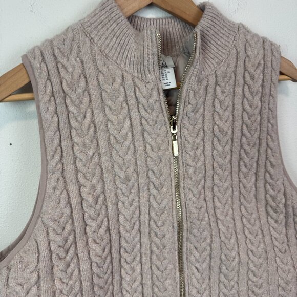 Joie Cable Knit Puffer Vest Womens XL beige full zip - Picture 2 of 7